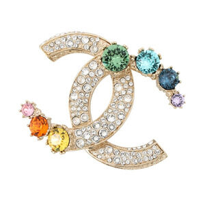 CHANEL Black Logo Brooch
